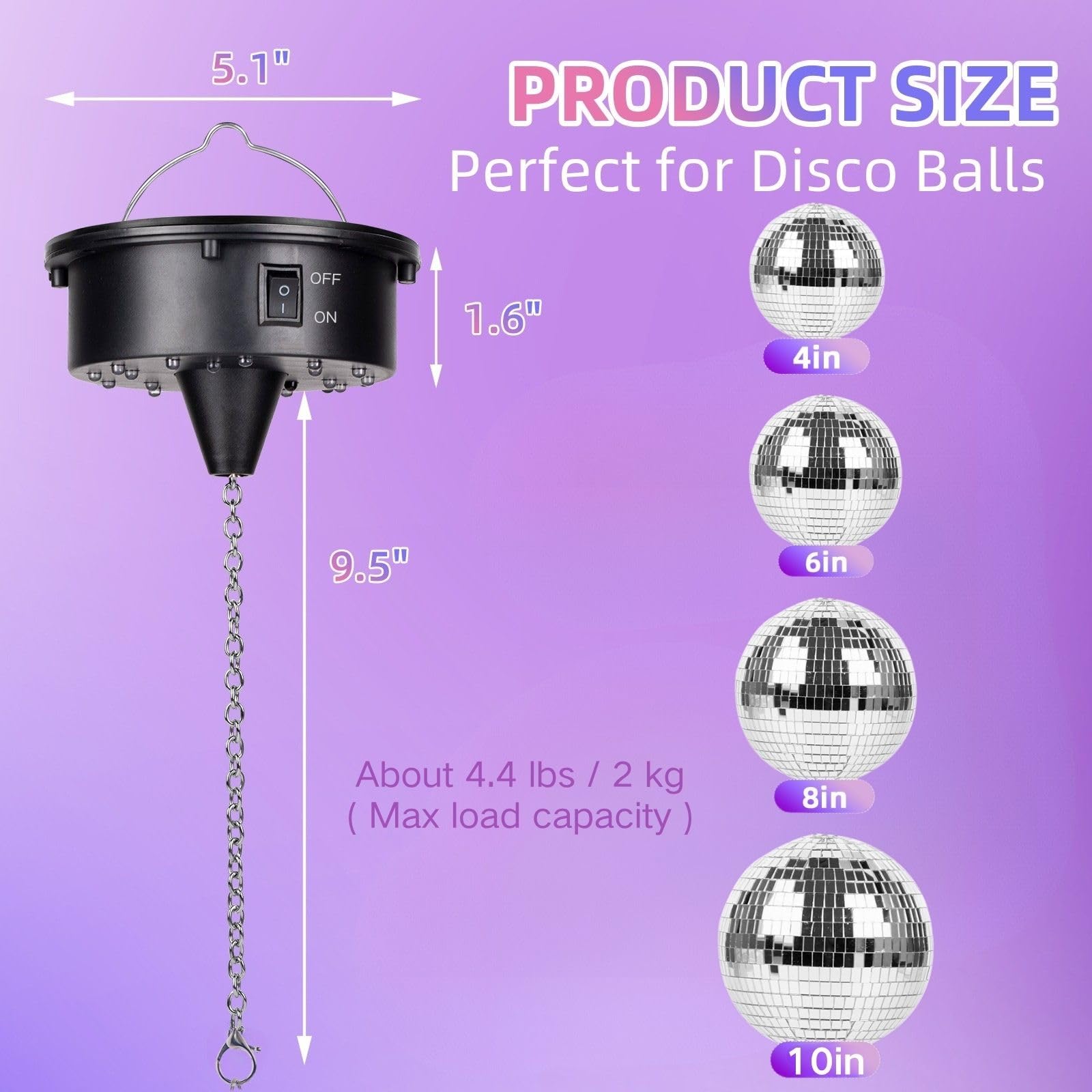 Battery-powered Javik disco ball motor for portable use anywhere