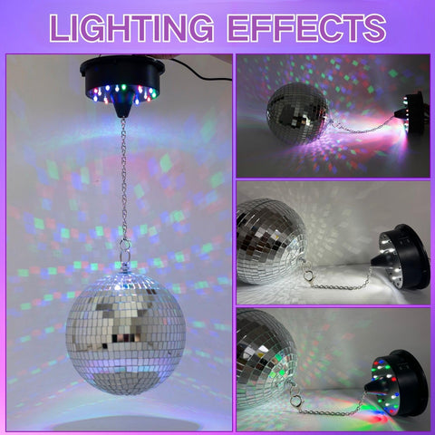 Three light modes on Javik disco ball motor: white, mixed, off