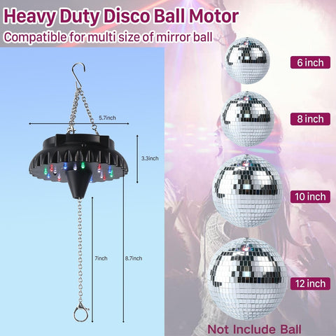 Javik disco ball motor side view highlighting a sturdy build for long-lasting party use.