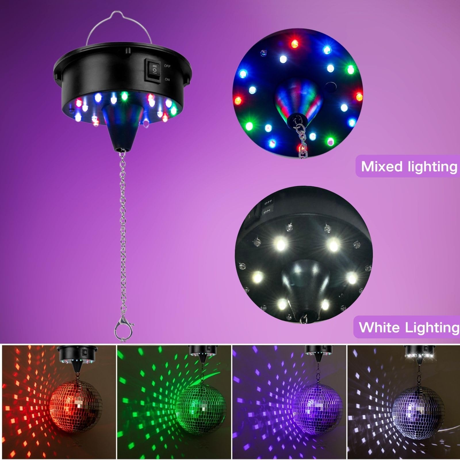 Remote control adjusts Javik disco ball motor speed from 5 to 15 RPM