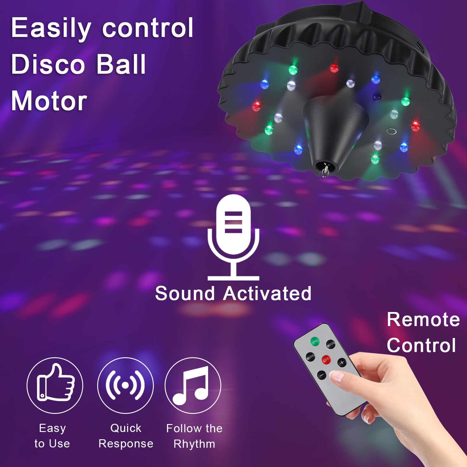 Javik disco ball motor USB charging port enables quick top-ups for on-the-go use.