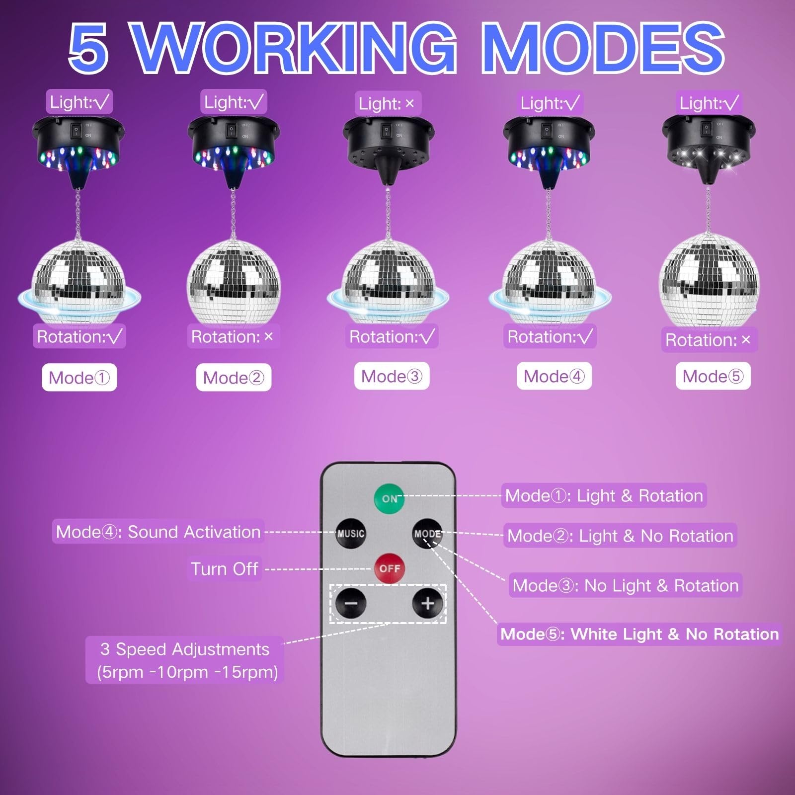 USB cord powered option for Javik disco ball motor during events