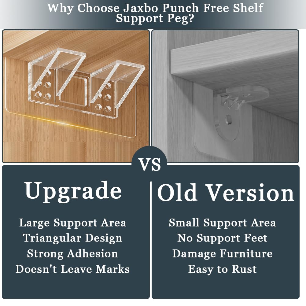 Jaxbo adhesive-backed bracket on wood, metal, or plastic surfaces with no drilling.