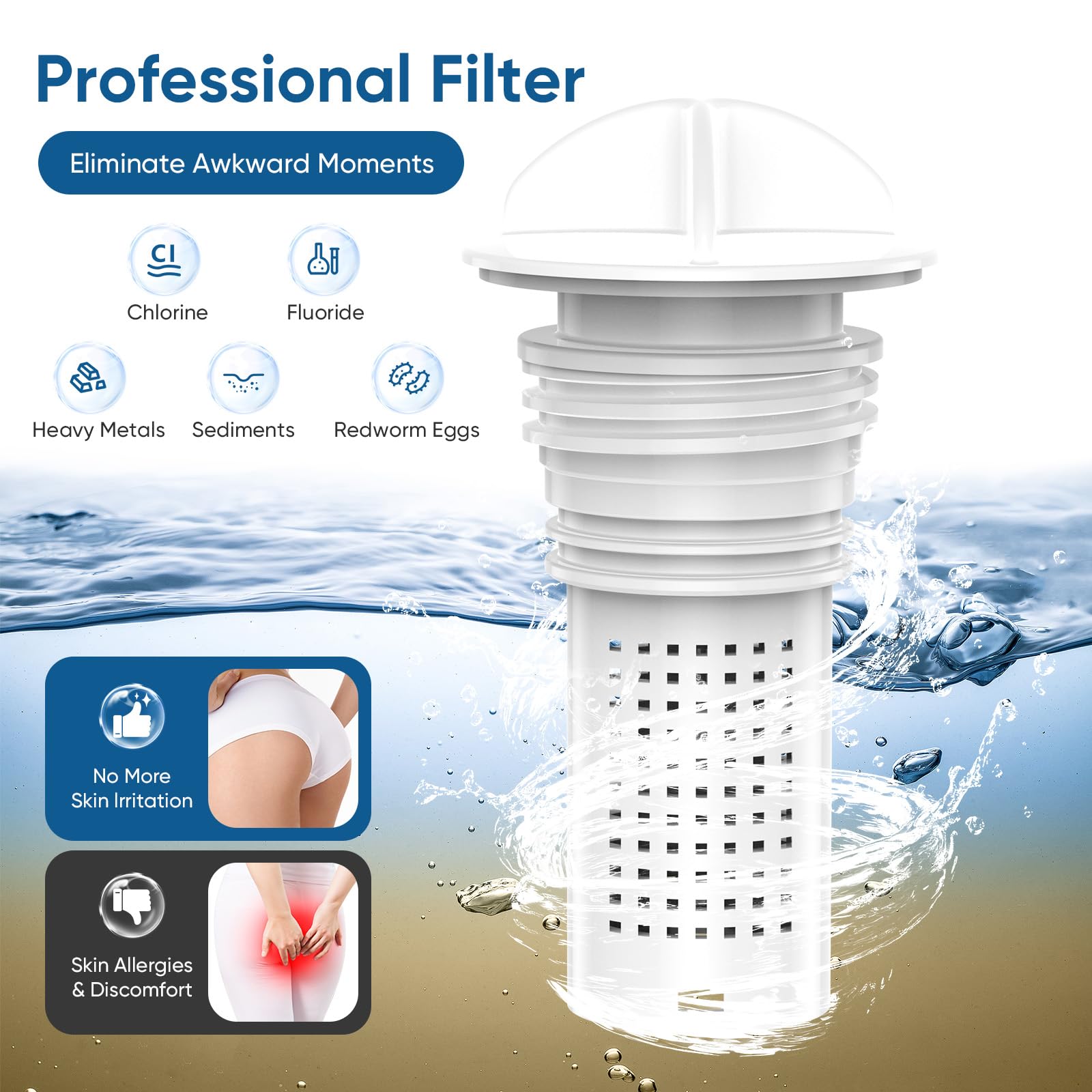 JaxiLano filtered bidet with rear nozzle for thorough cleansing and customizable spray.