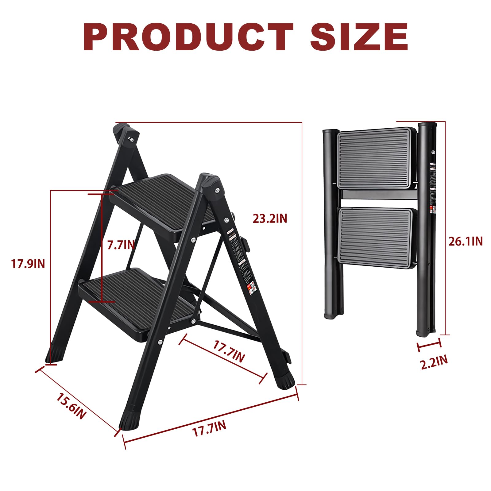 JaxSteam 2 Step Ladder folded saves space behind a door.