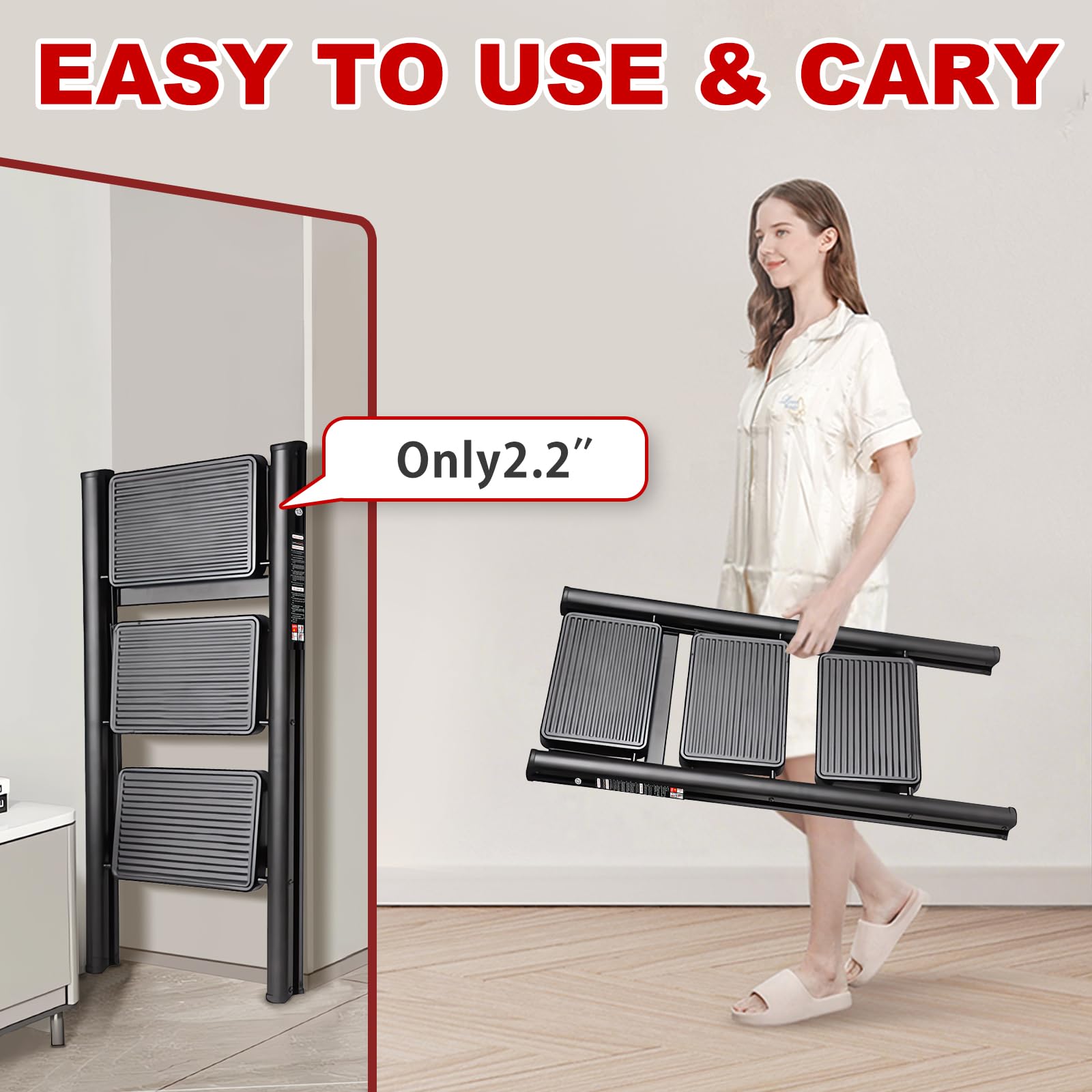JaxSteam 2 Step Ladder with durable steel for lasting use.