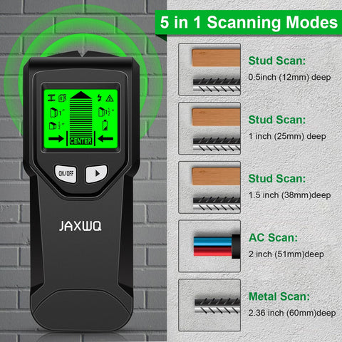 JAXWQ deep scan mode detects wider pipes and wires behind walls.