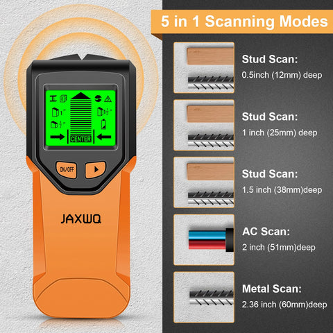 JAXWQ deep scan mode reveals wider objects like pipes behind walls.