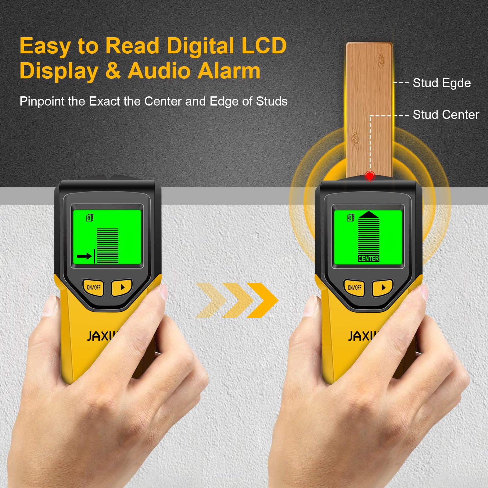JAXWQ stud finder deep scan reveals larger objects behind walls.