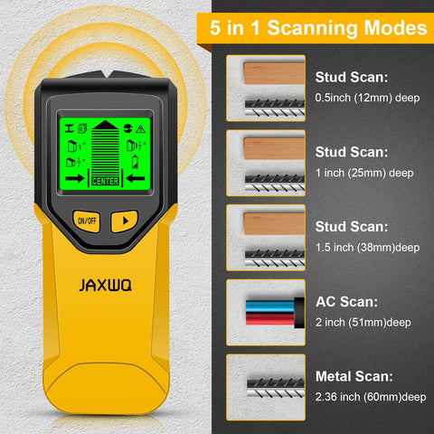 JAXWQ wall scanner detects live wires to prevent drilling hazards.