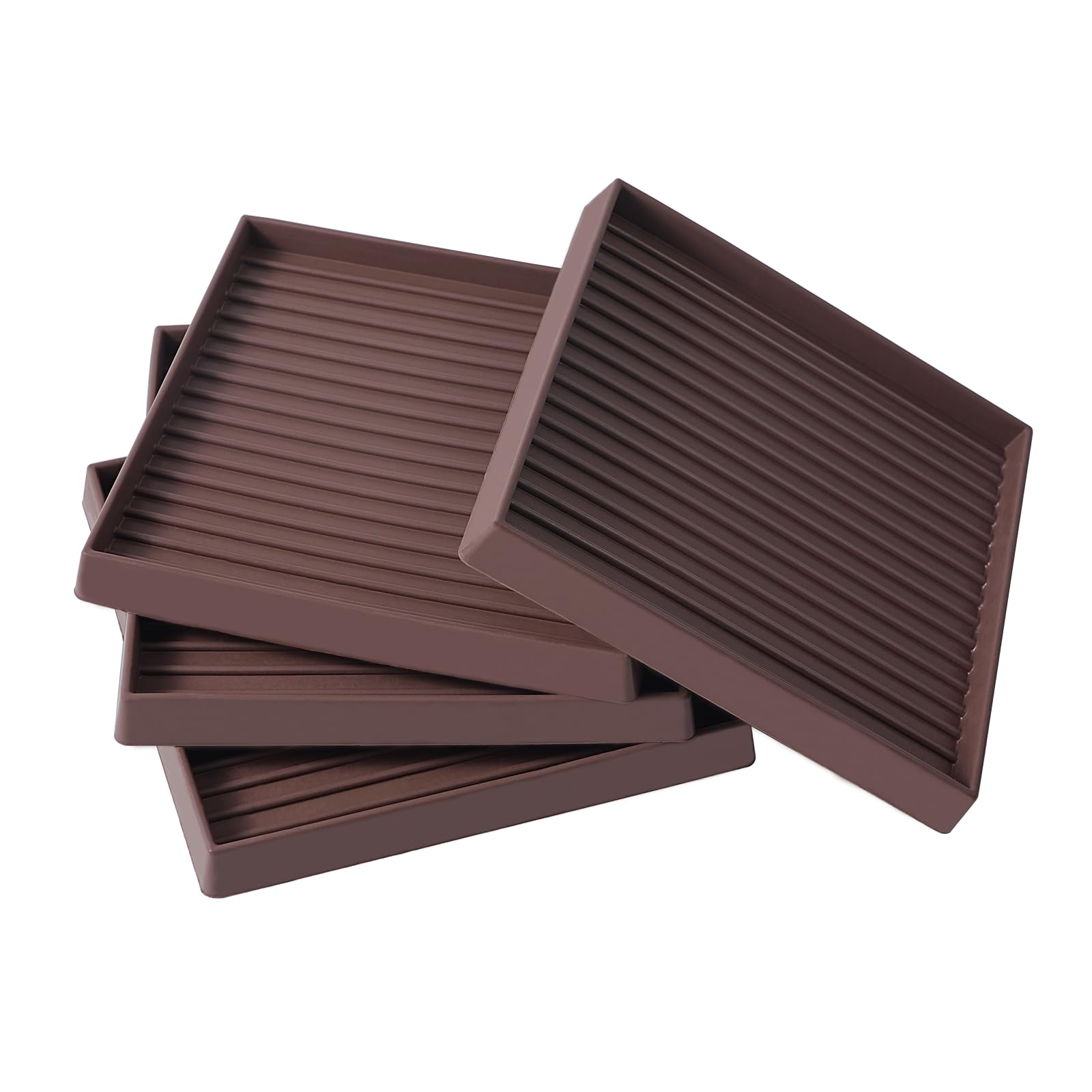 Jayen 5x5 square rubber caster cups protect floors from furniture movement.