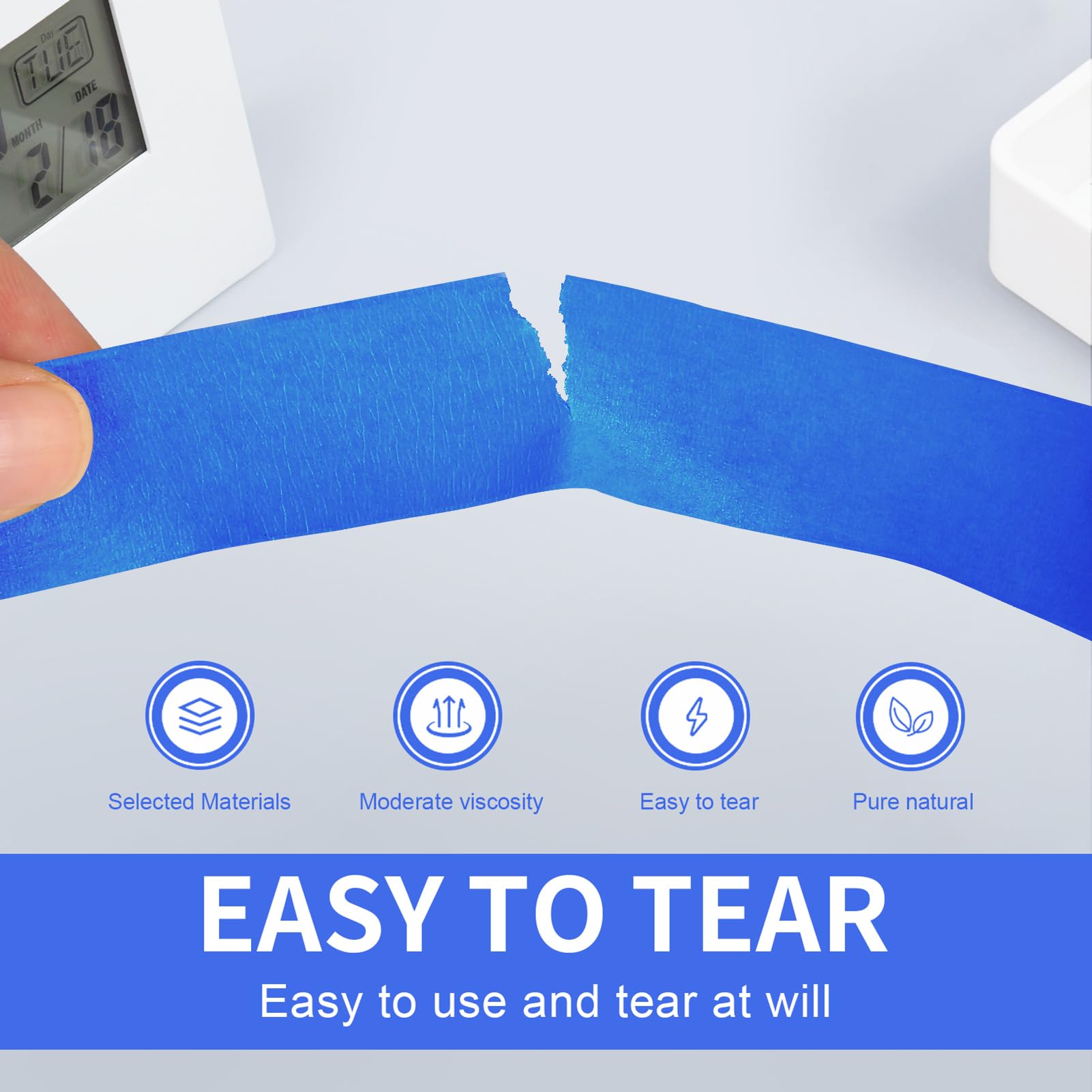 JayJayup blue masking tape easy-tear design for quick setup.