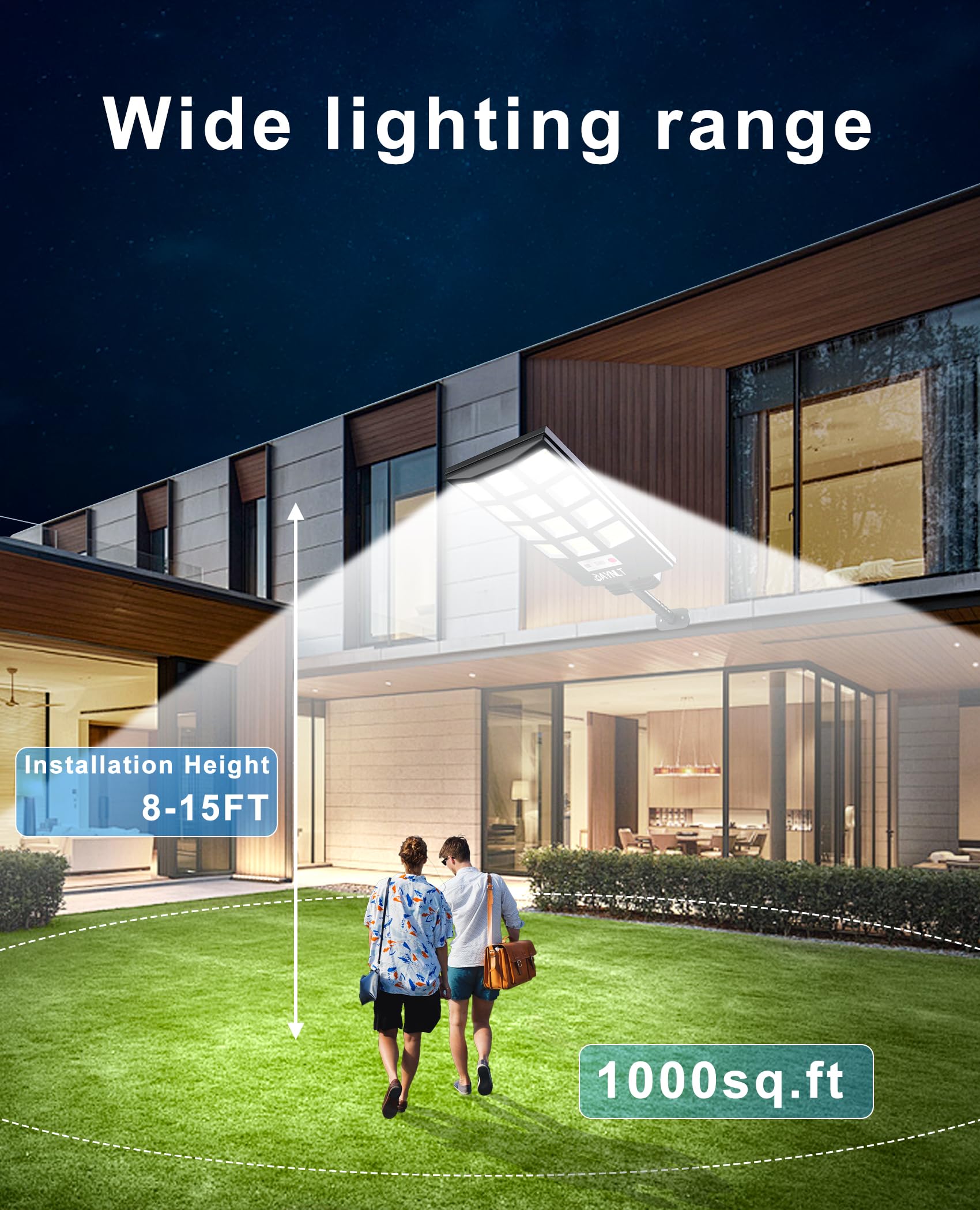 JAYNLT solar lights IP67 weatherproof design withstands rain and cold conditions.