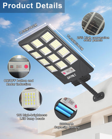 JAYNLT solar lights security illumination for patios, fences, and entryways.