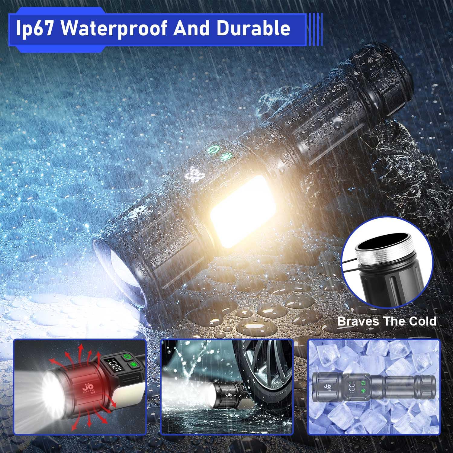 JAY-PARK Flashlight aluminium body for durability and grip