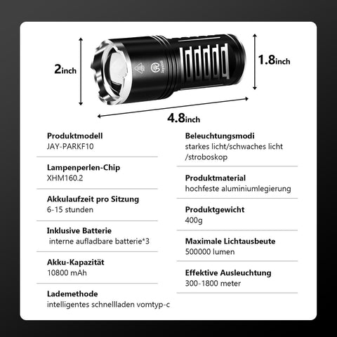 JAY-PARK LED flashlight is a dependable outdoor gear choice for camping.