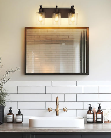 JAZAVA vanity light supports dimmable bulbs with a dimmer switch for mood control.