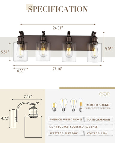 JAZAVA ZCVL01ORB glass shades close-up show clear glass and bronze finish.