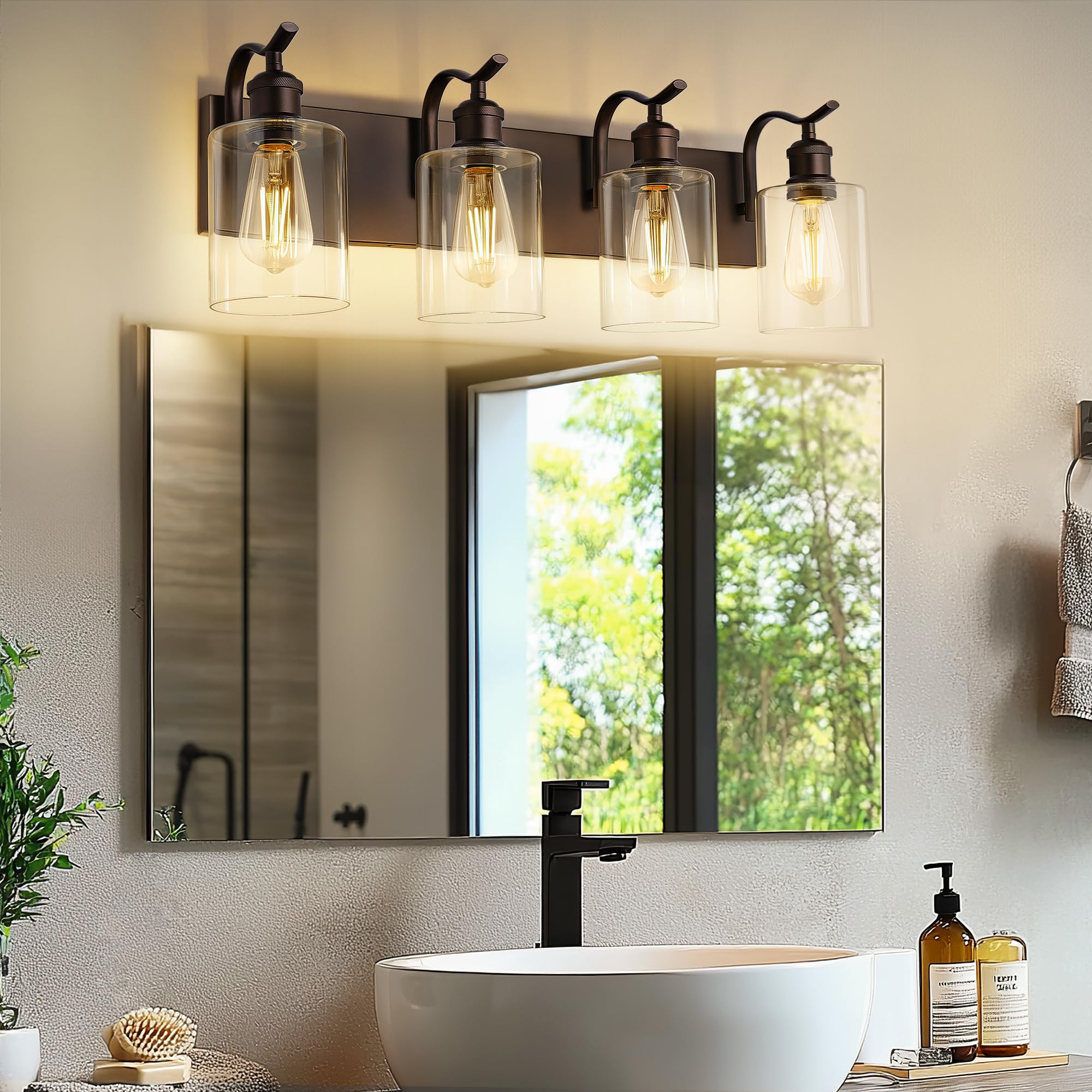 JAZAVA ZCVL01ORB vanity light in a modern bathroom setting.