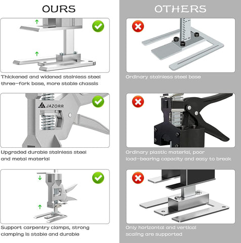 JAZORR versatile arm jack suits doors, windows, cabinets, and more.