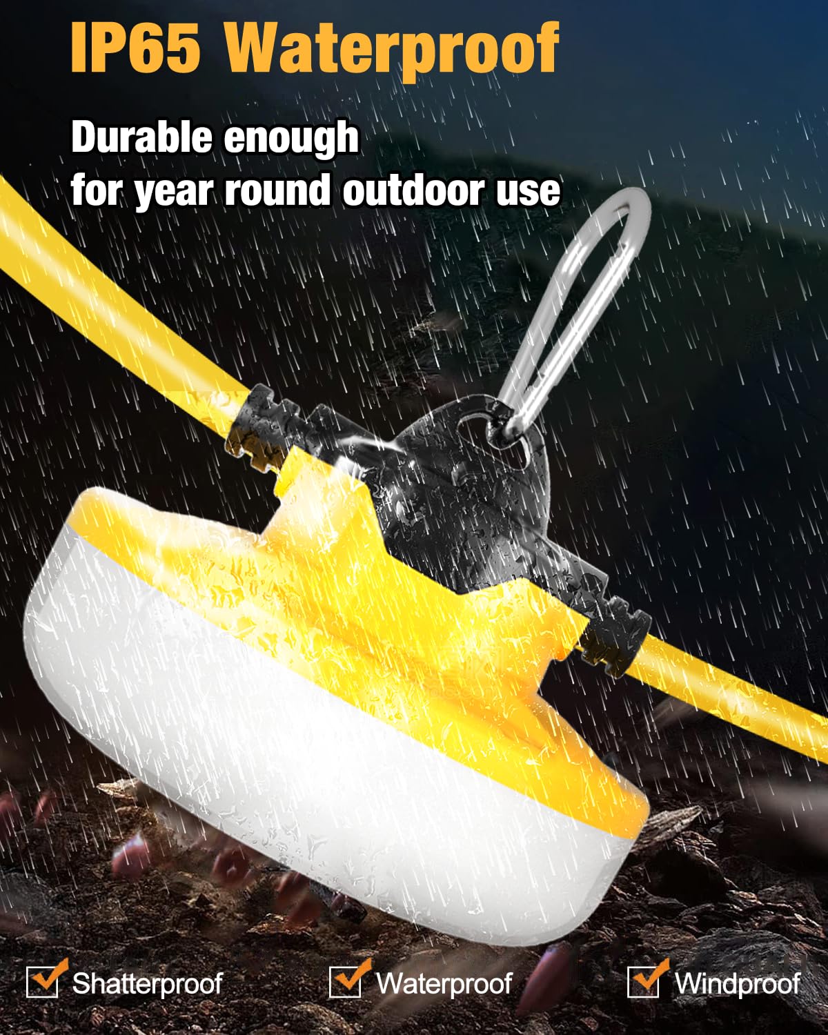 JC-LGL 100ft LED string light with IK08 durability against impacts