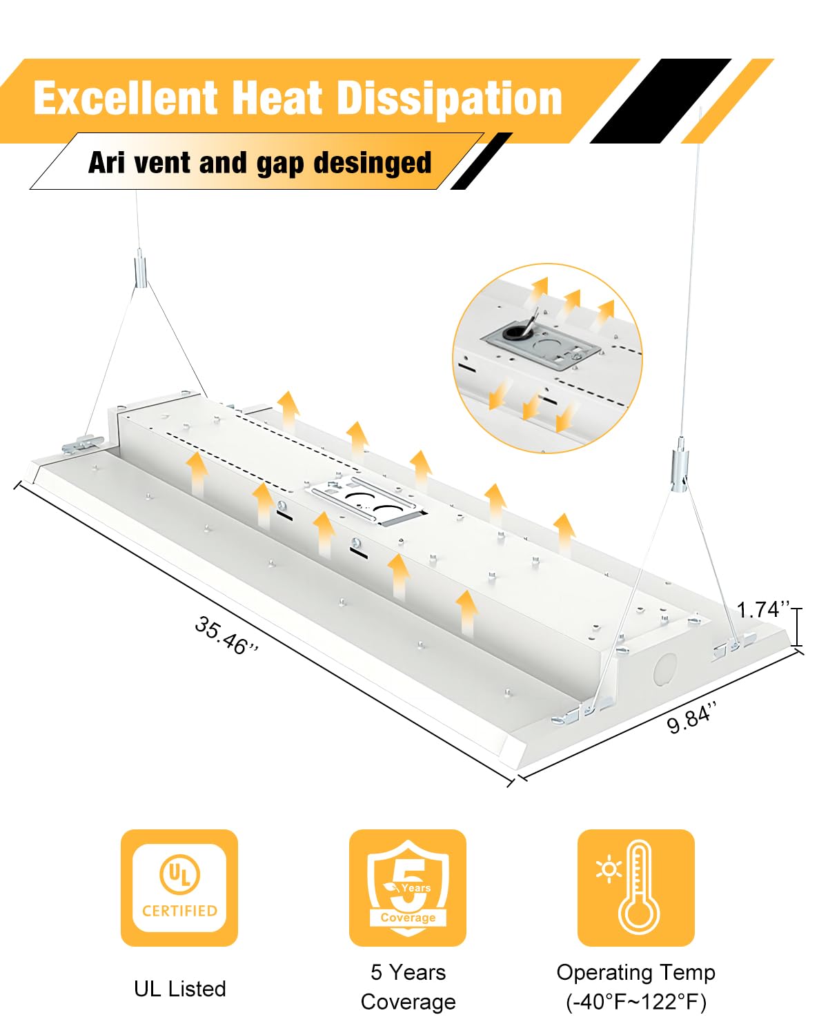 JC-LGL 300W LED High Bay light in rugged aircraft aluminum housing for durability.