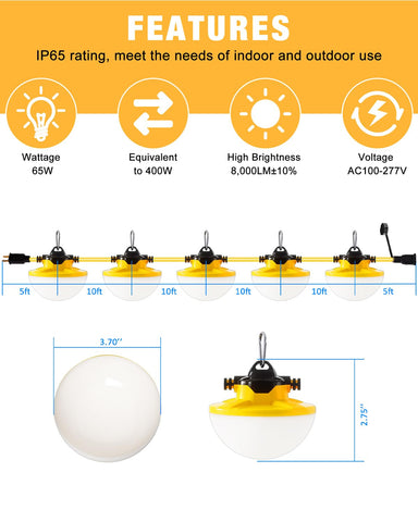 JC-LGL 65W 8000lm brightness delivers clear work illumination