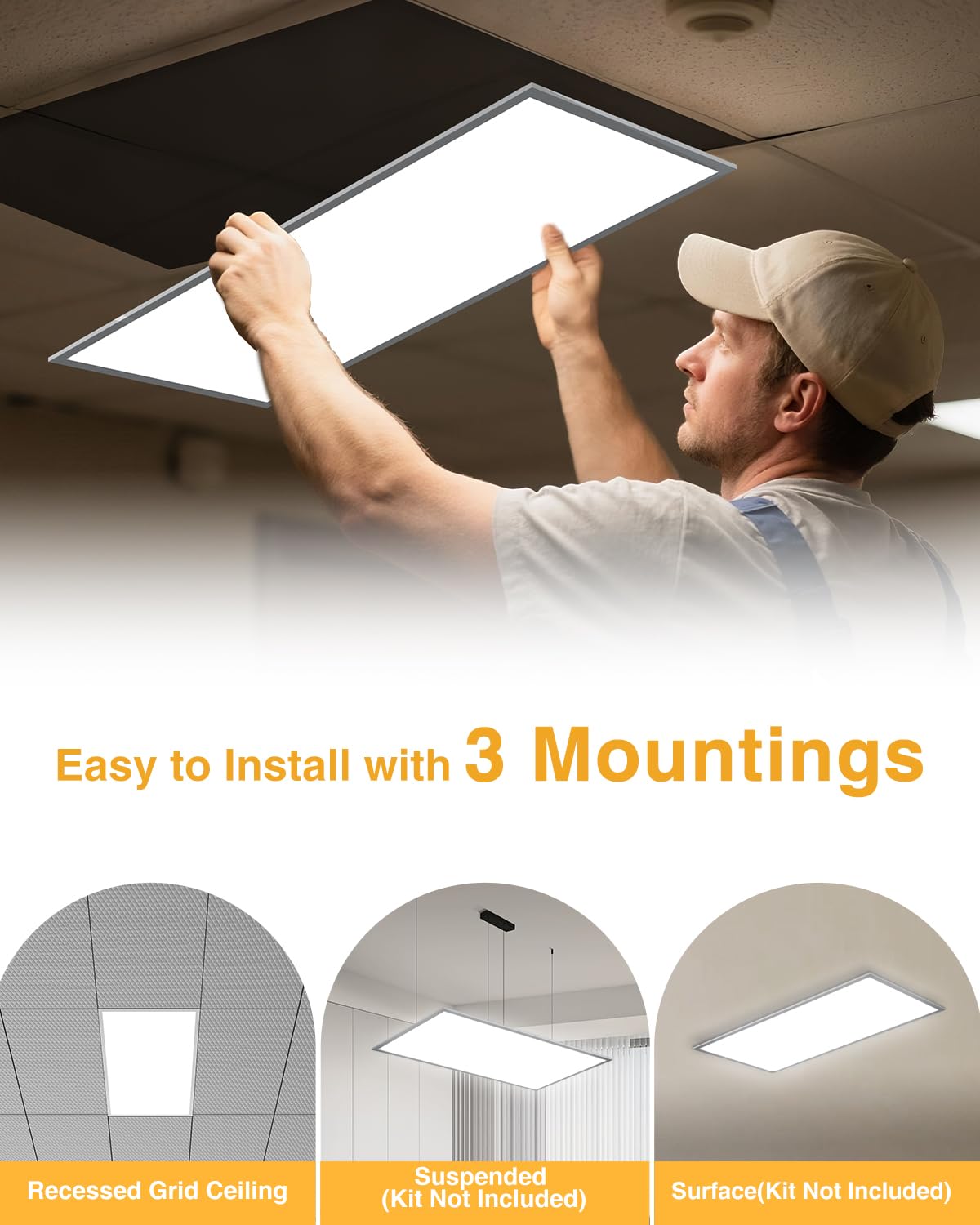 JC-LGL LED 2x4 panel back shows aluminum frame for durability.