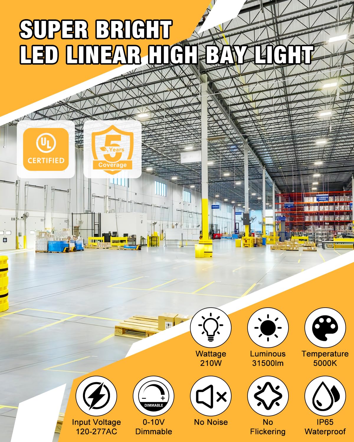 JC-LGL LED linear high bay light delivering 31500 lm brightness