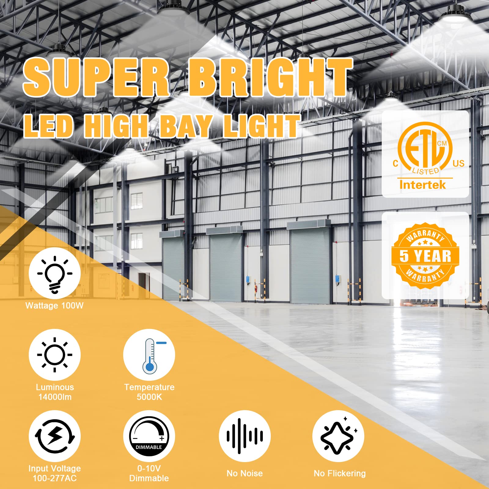 JC-LGL UFO LED high bay light dimmable 0-10V for adjustable brightness.