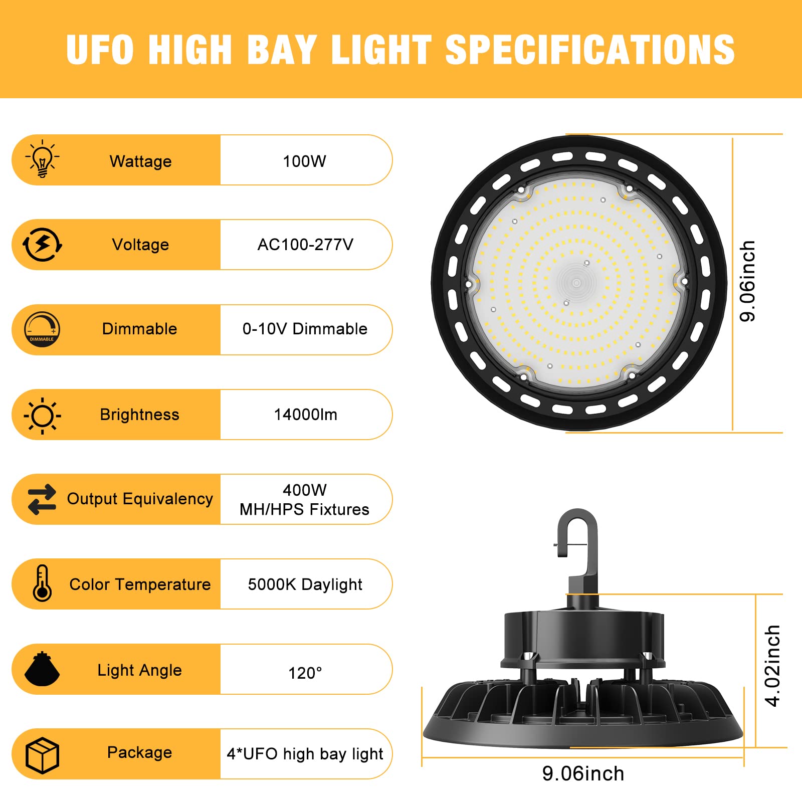 JC-LGL UFO LED high bay light ETL-listed for reliable performance.