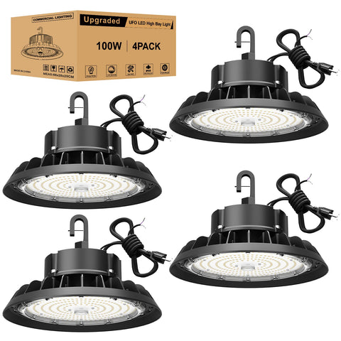 JC-LGL UFO LED high bay light pack assembly for bright warehouse lighting.