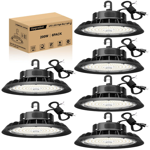 JC-LGL UFO LED high bay light installed in a warehouse for bright coverage
