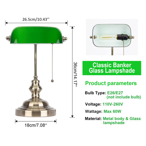 JCPYIUL rotatable green glass shade allows flexible lighting directions.