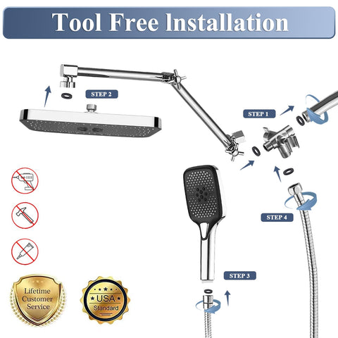 Jcrob dual showerhead system with 3-way diverter for versatile bathing