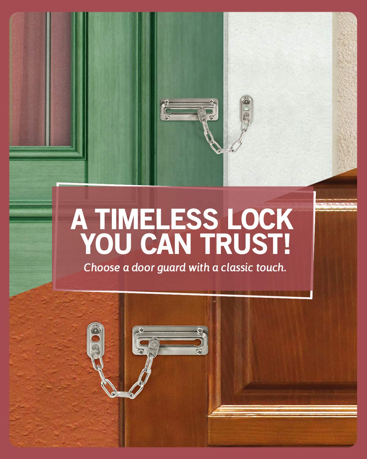 Child-safety design of JD Jack N'Drill door chain lock keeps kids safe.