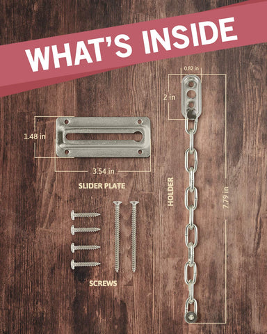 JD Jack N'Drill door chain lock used on interior door for safety.