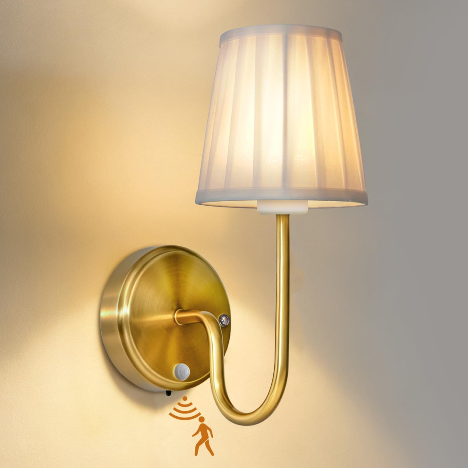 JDCQKHA battery wall sconce with motion sensor for automatic hallway lighting.