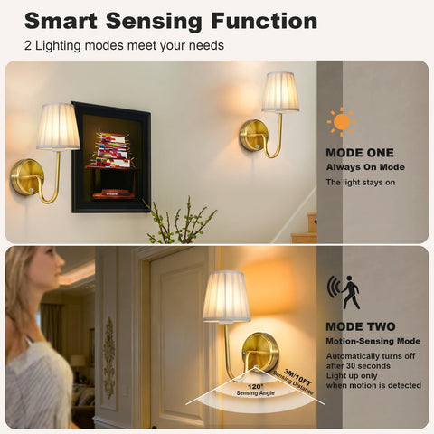 JDCQKHA dimmable wall sconce offers 5% to 100% brightness for ambiance.