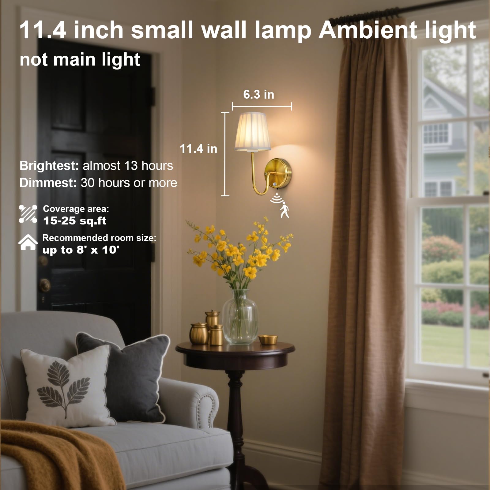 JDCQKHA gold brass finish wall light adds warm decorative glow.