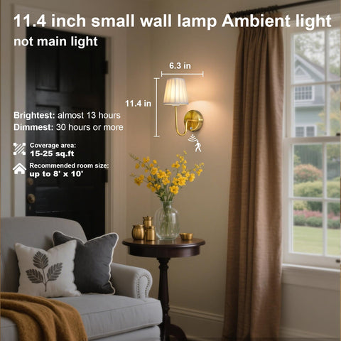 JDCQKHA gold brass finish wall light adds warm decorative glow.