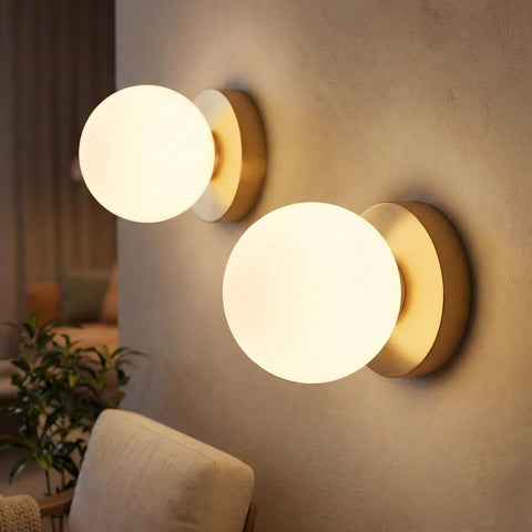 JDCQKHA battery wall sconce front view in gold finish adds modern ambiance