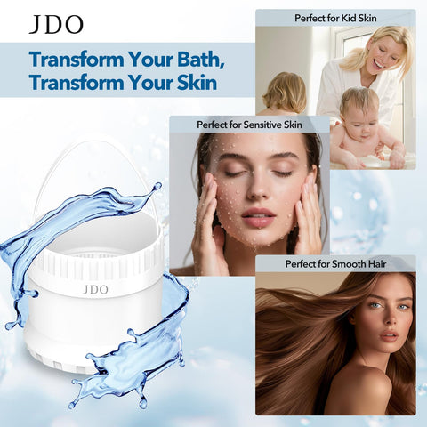 JDO Bath Filter softens hard water for smoother skin
