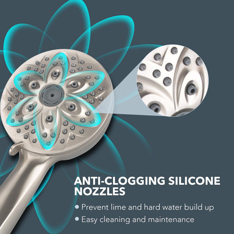 JDO brushed nickel shower panel provides rust resistance and a modern look
