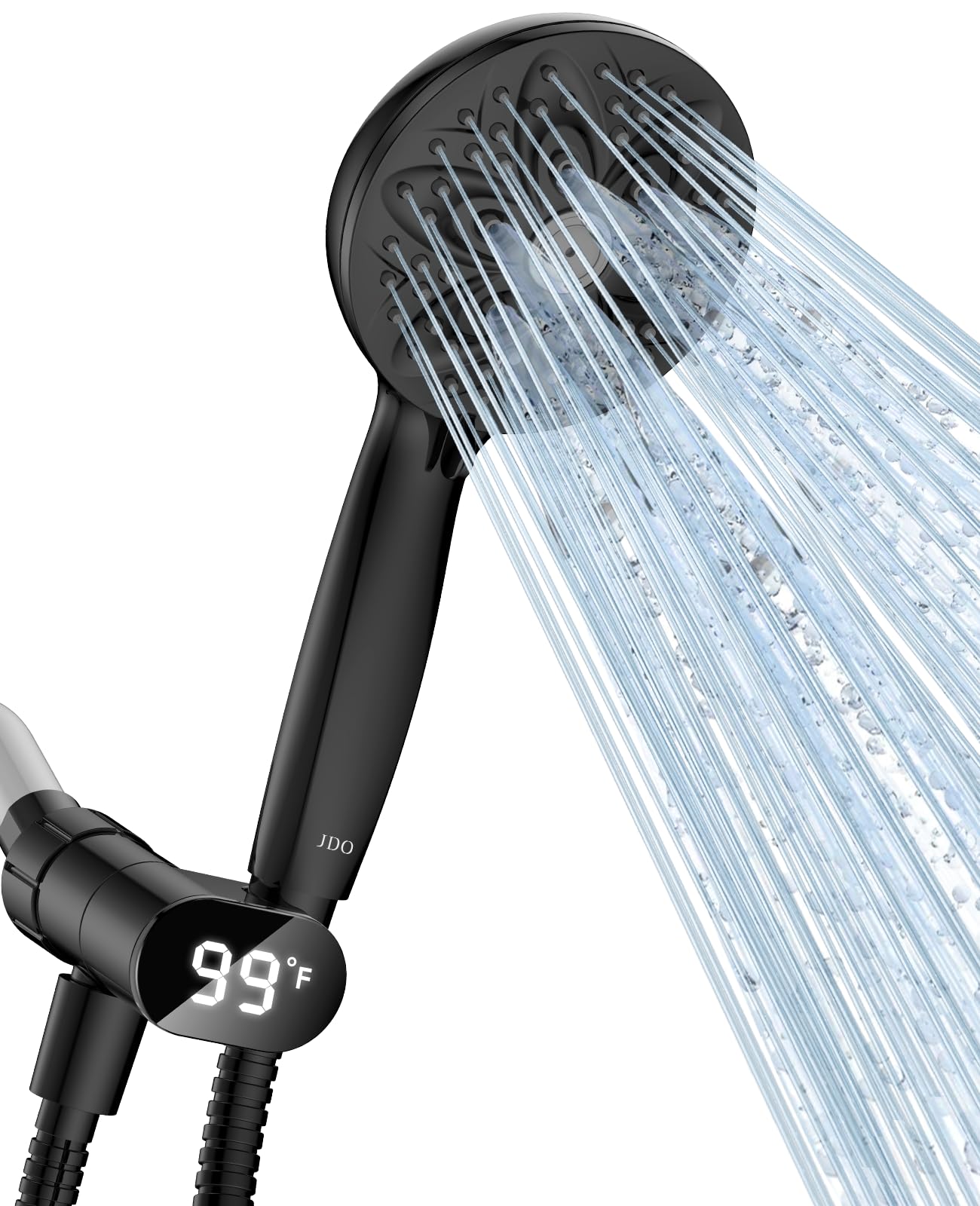 JDO LED display temperature shows real-time water temp for precise adjustments during showers.