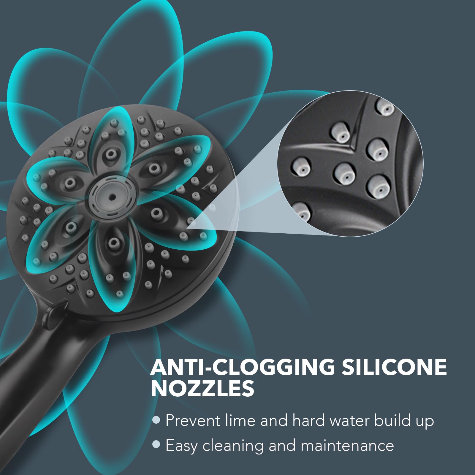 JDO quick-install tool-free setup fits standard shower arms for fast setup.