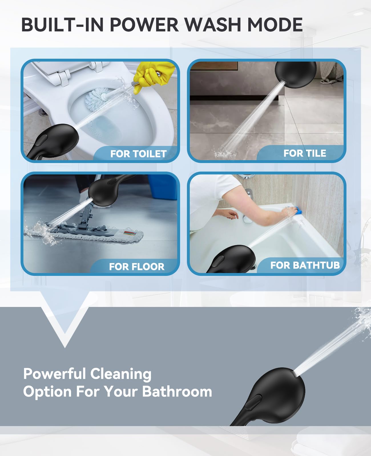 JDO power wash mode button for quick, deeper rinses
