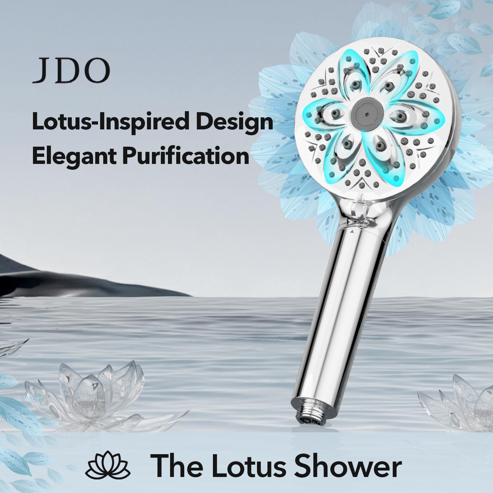 JDO replaceable filter cartridge close-up for clean water during showers