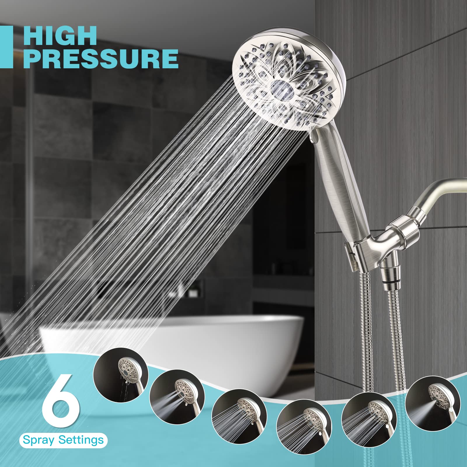 JDO brushed-nickel detachable hose and bracket enabling flexible rinsing