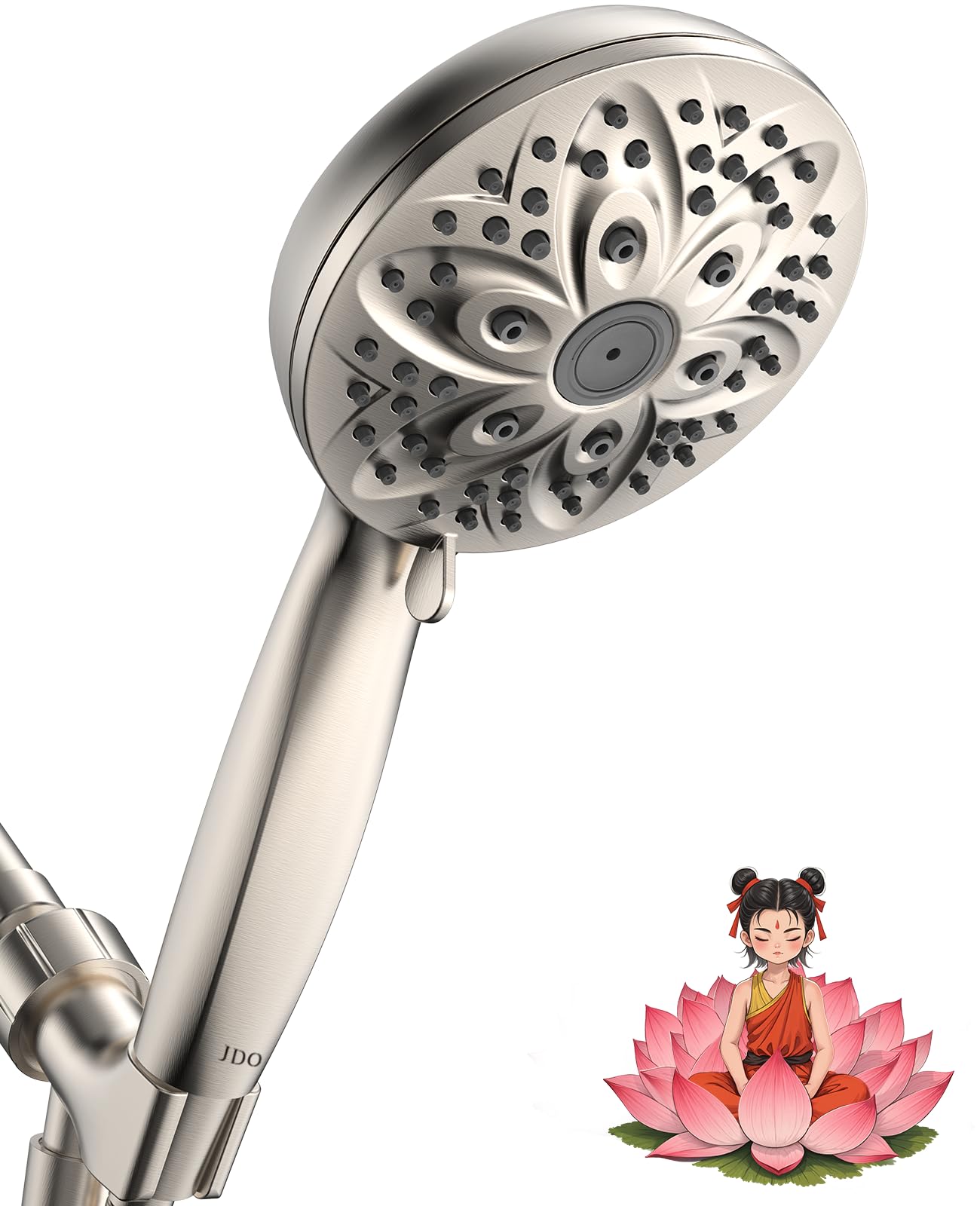 JDO handheld shower head with 6 settings for personalized cleansing and relaxation